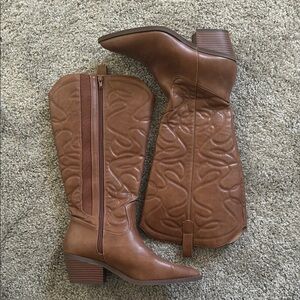 Lane Bryant Brown Mid-Calf Western Block Heel Boots